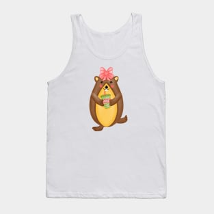 Cute groundhog drinking milk. Tank Top